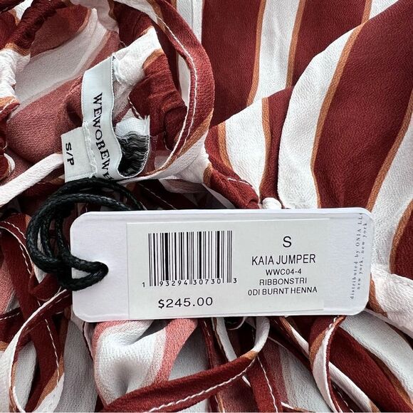 NWT WeWoreWhat Kaia Jumper in Burnt Henna Striped Size S - Picture 8 of 10